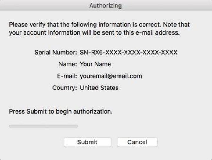 Authorization Post Serial Entry Screen