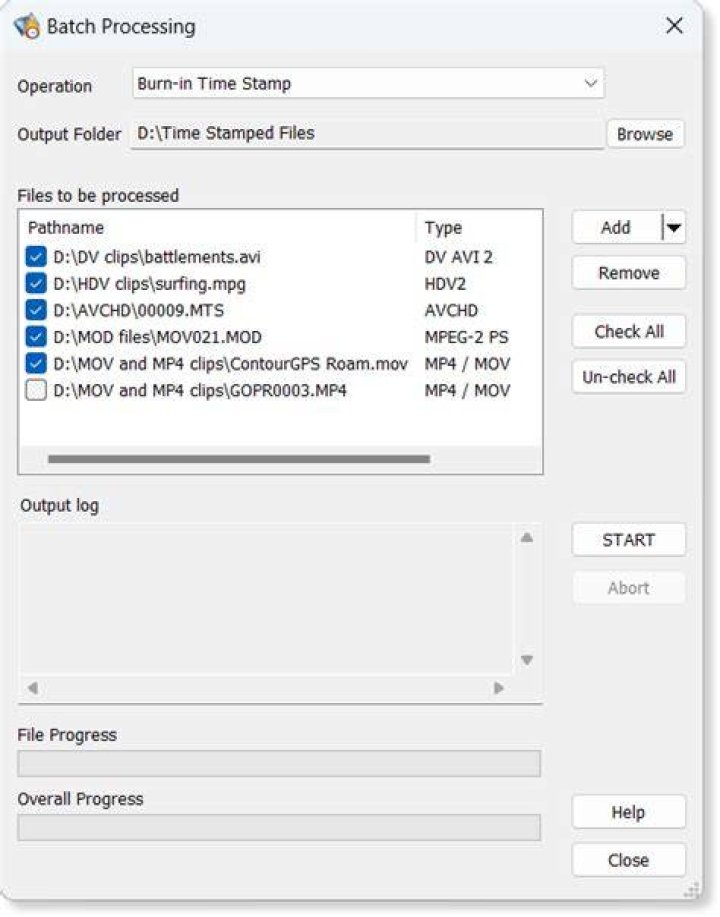 Batch Processing Input Files Panel