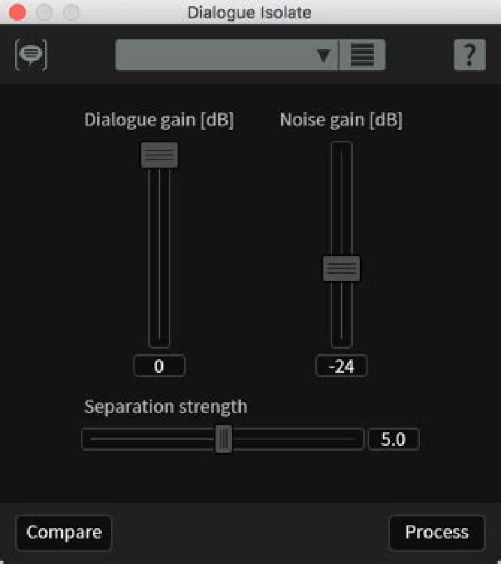 Dialogue Isolate interface