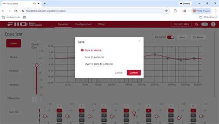 EQ Options tab