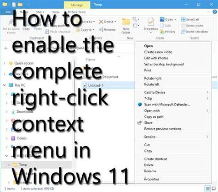 File Tab right click Context menu