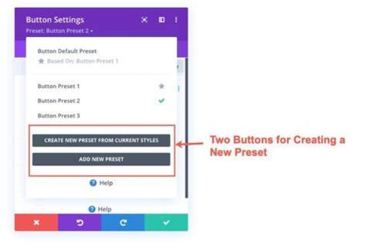 Global presets button
