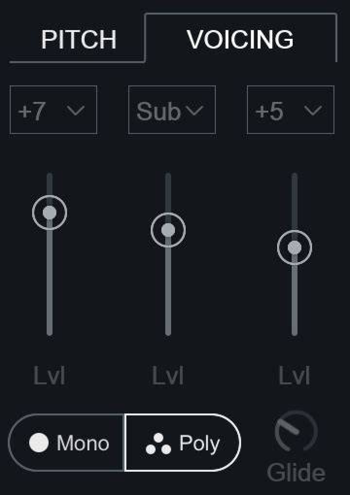 MIDI Mode Voicing controls