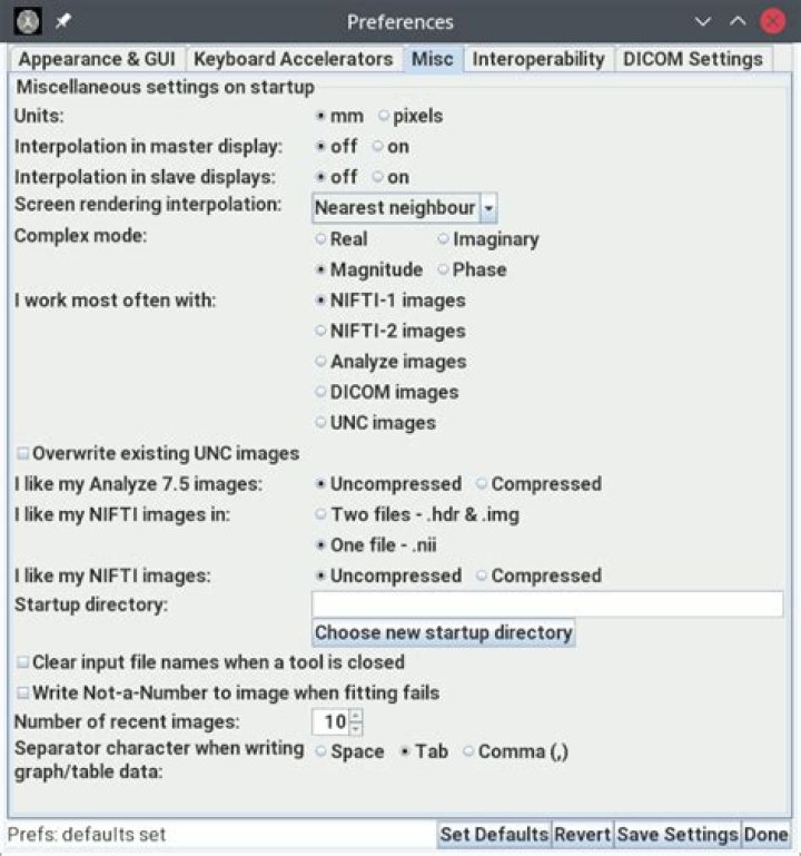 Misc Preferences tab