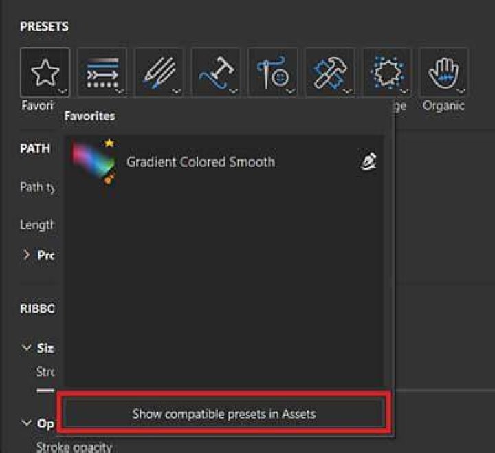 Presets button highlighted