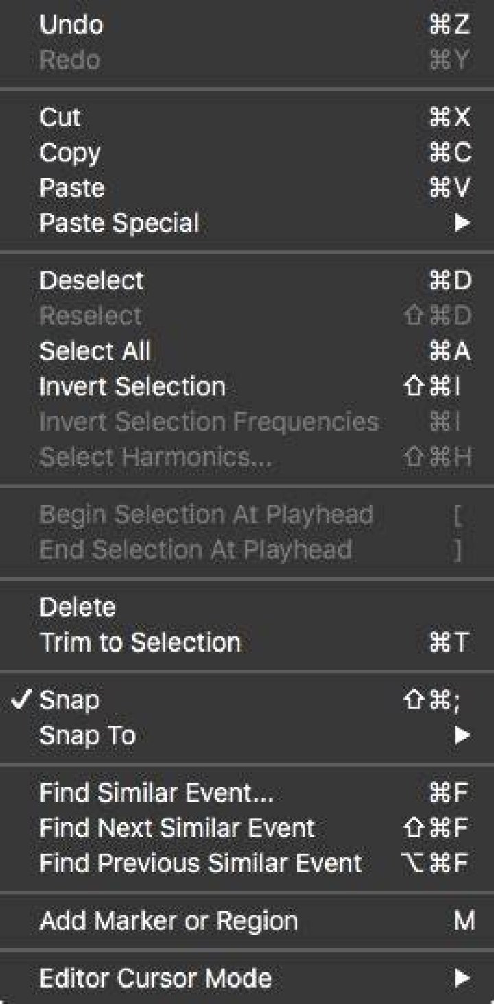 RX Audio Editor application menu bar