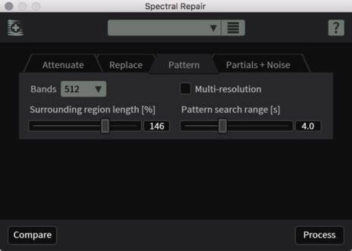 Spectral Repair Pattern Tab