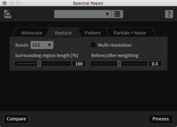 Spectral Repair Replace Tab
