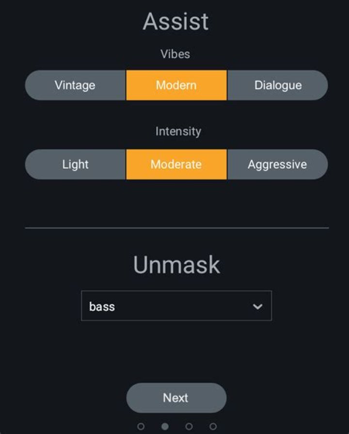 Vocal Assistant Option Screen