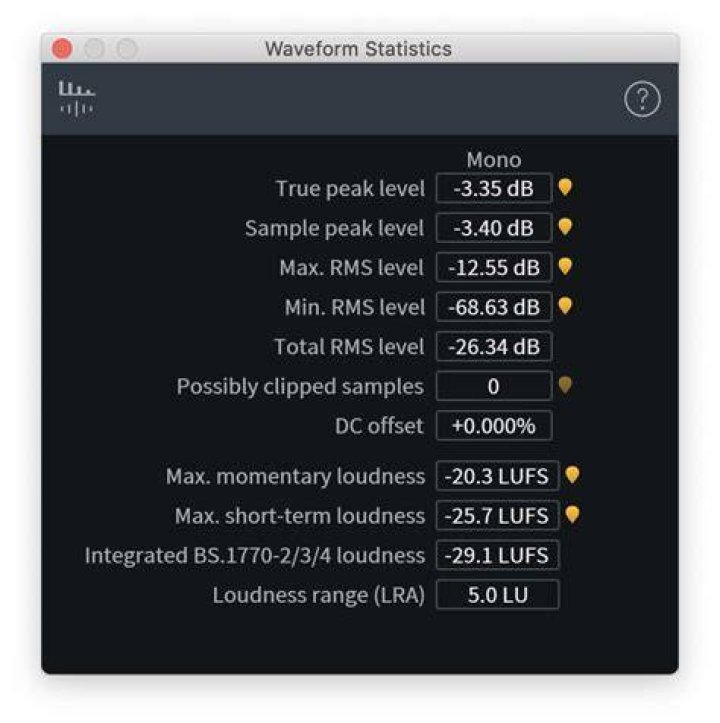 Waveform Statistics window